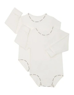 Baby Wondergrow Long Sleeve Bodysuit 2 Pack in White