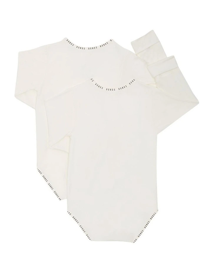 Baby Wondergrow Long Sleeve Bodysuit 2 Pack in White image 2