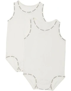 Baby Wondergrow Singletsuit 2 Pack in White