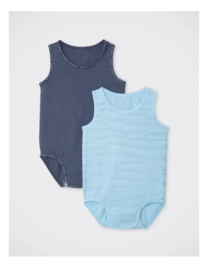 Baby Wondergrow Textured Singletsuit 2 Pack in Little Zebra / Puberty Blues image 1