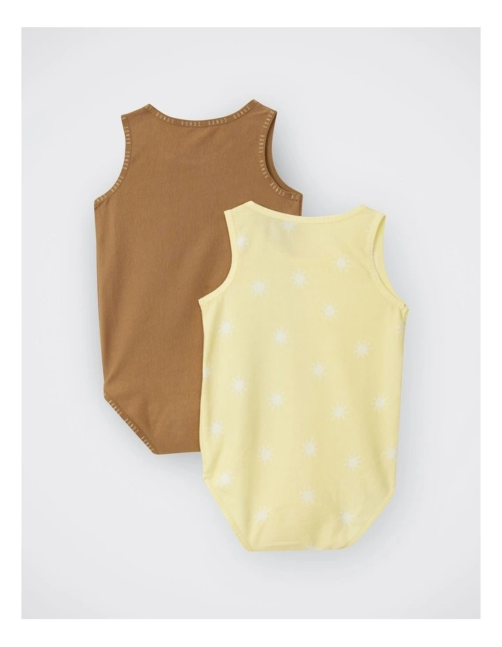 Baby Wondergrow Print Singletsuit 2 Pack in Sunday Sun / Spiced Nutmeg image 2