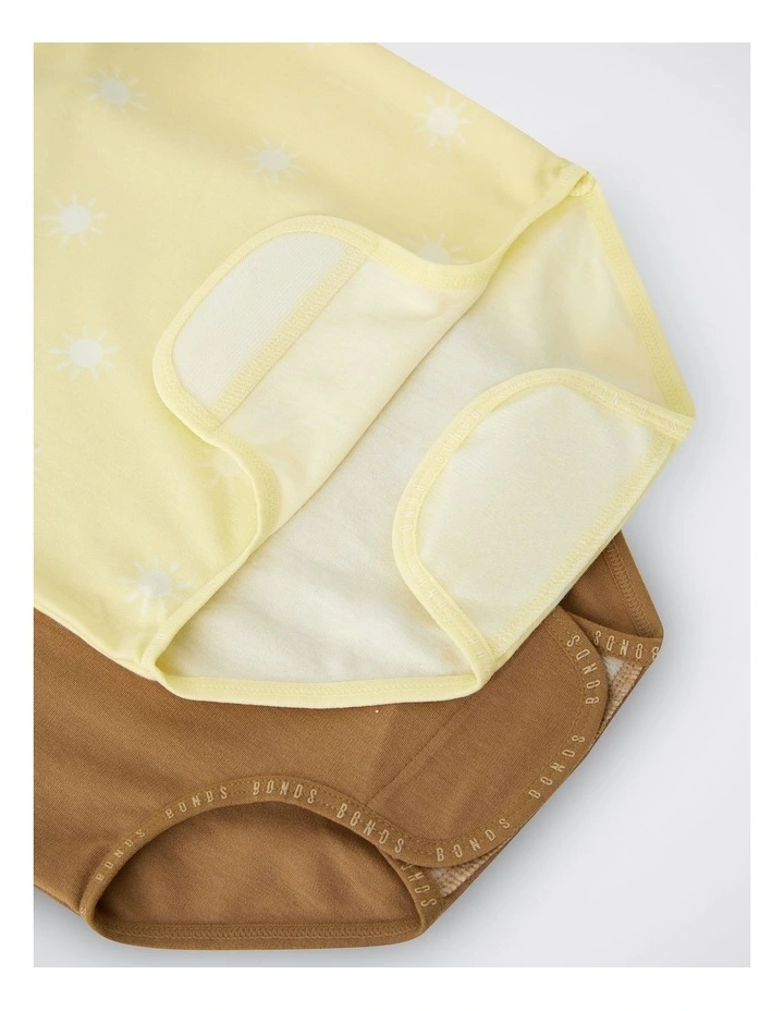 Baby Wondergrow Print Singletsuit 2 Pack in Sunday Sun / Spiced Nutmeg image 3