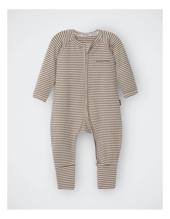 Baby Newbies Wide Needle Rib Zippy in Stripe Jqw image 1