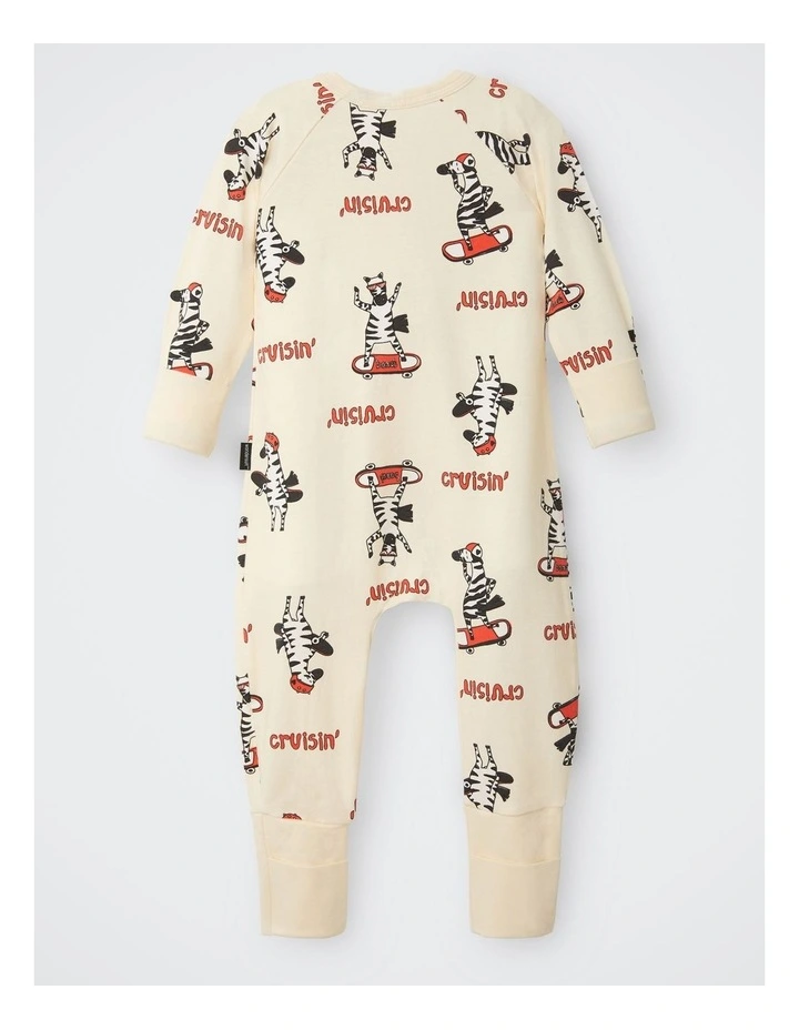Baby Zip Wondersuit in Zig Zag Zoom Zebra image 2
