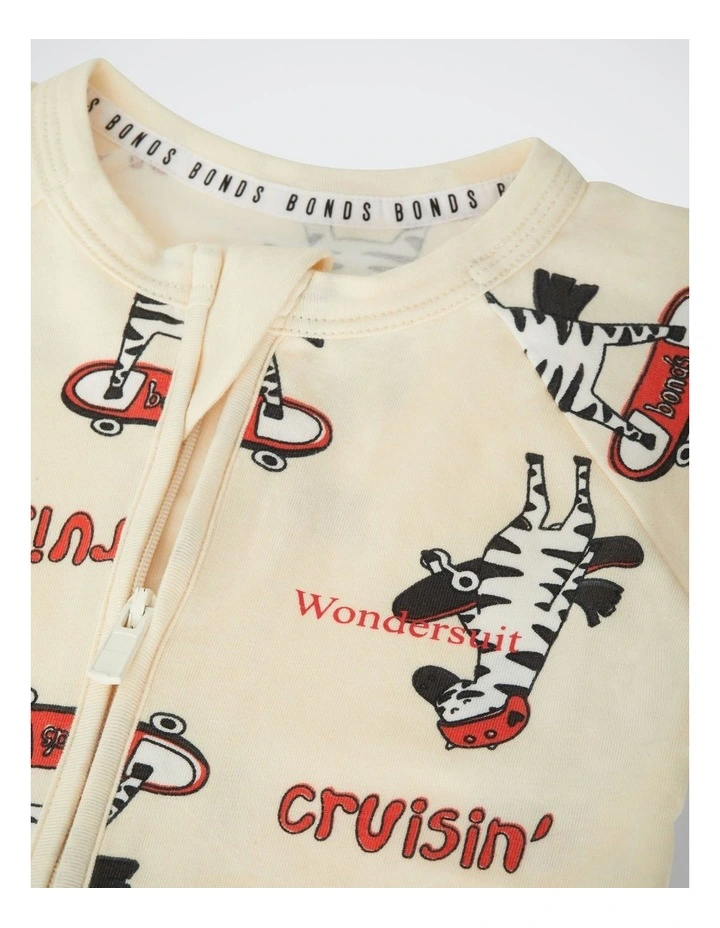 Baby Zip Wondersuit in Zig Zag Zoom Zebra image 3