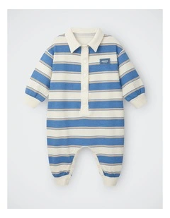 Baby Rugby Onesie in Rugby Stripe Two Colour