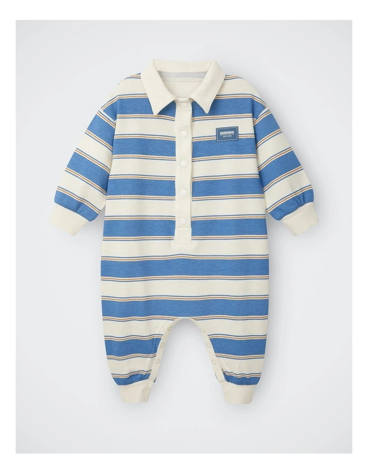 Baby Rugby Onesie in Rugby Stripe Two Colour image 1