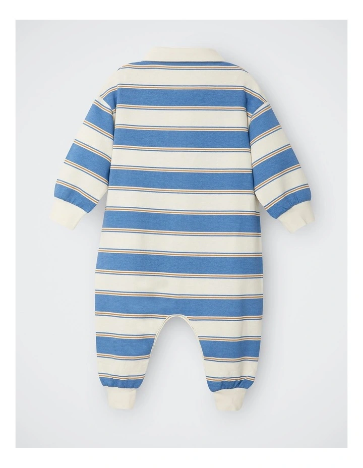 Baby Rugby Onesie in Rugby Stripe Two Colour image 2