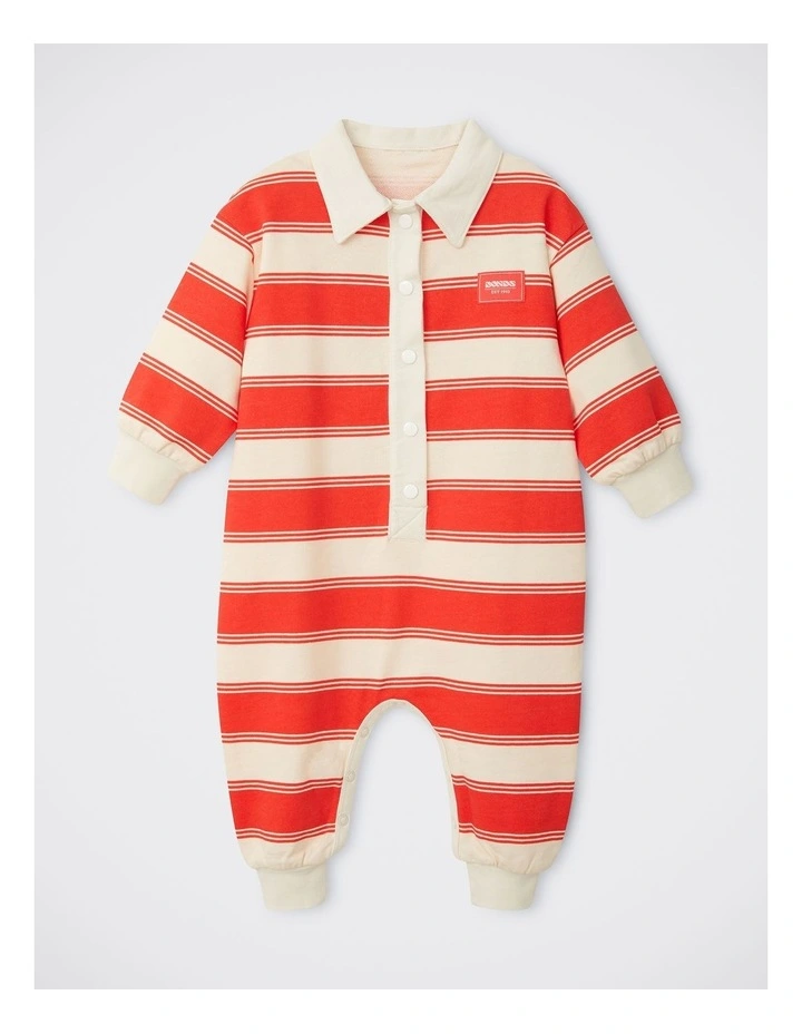 Baby Rugby Onesie in Rugby Stripe Red image 1