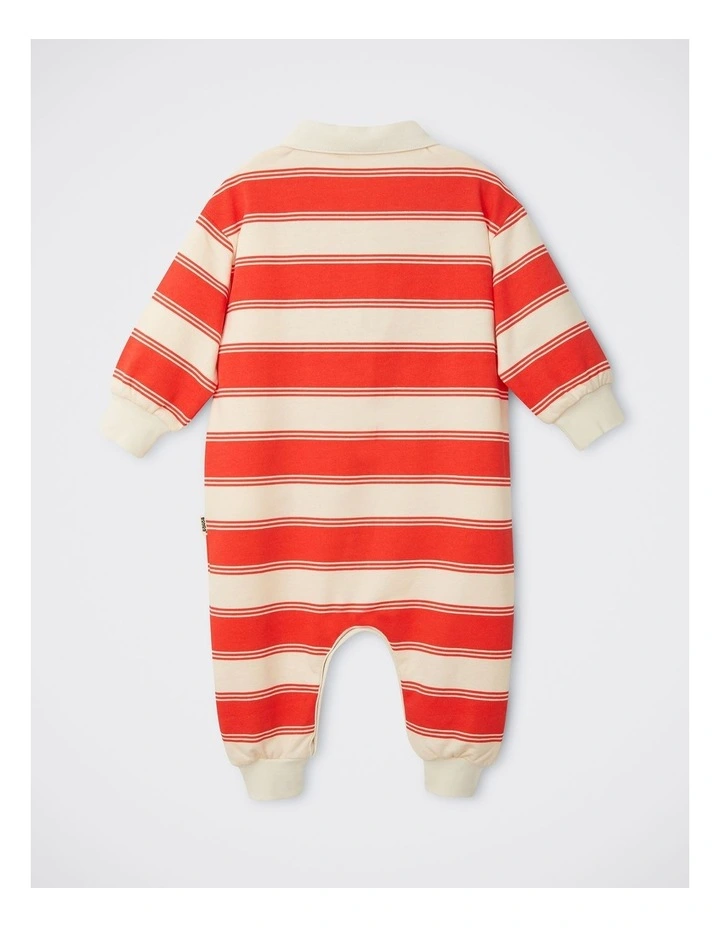 Baby Rugby Onesie in Rugby Stripe Red image 2