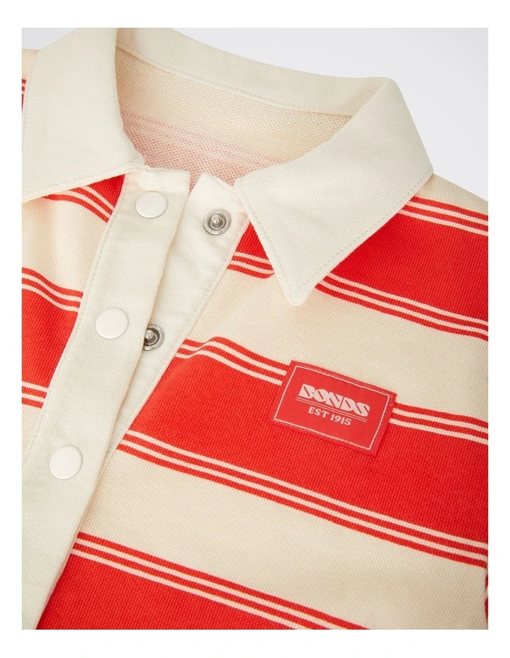 Baby Rugby Onesie in Rugby Stripe Red image 3