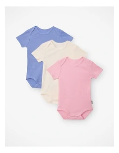 Baby Rib Shortsleeve Bodysuit 3 Pack in Pack 01