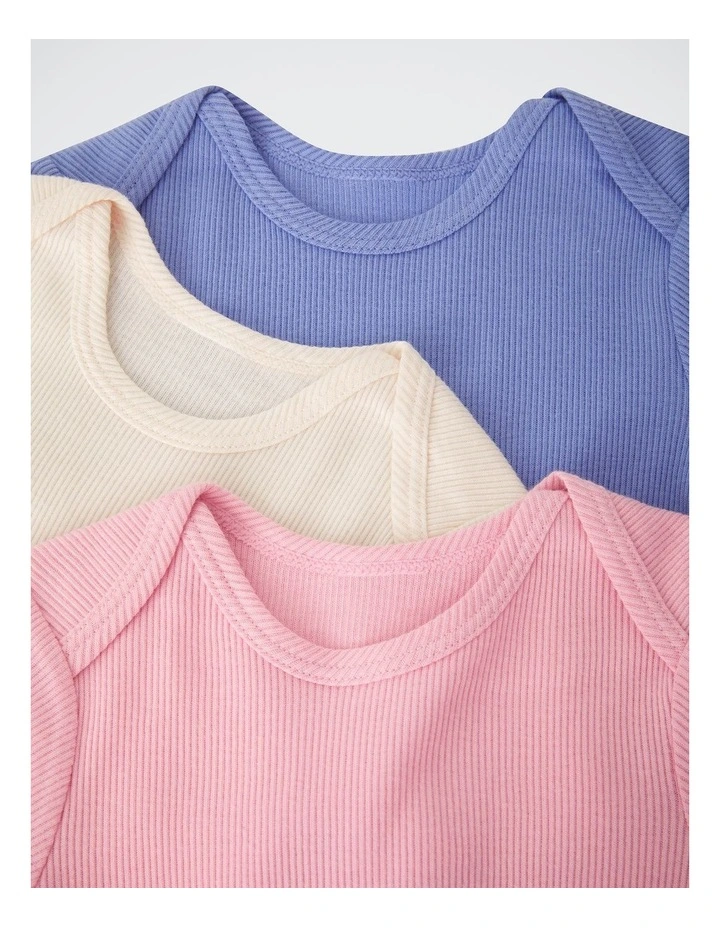 Baby Rib Shortsleeve Bodysuit 3 Pack in Pack 01 image 3
