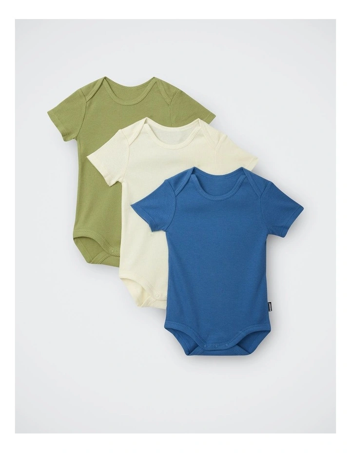 Baby Rib Shortsleeve Bodysuit 3 Pack in Pack7 image 1