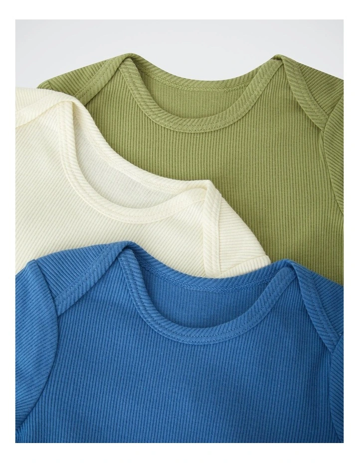 Baby Rib Shortsleeve Bodysuit 3 Pack in Pack7 image 3