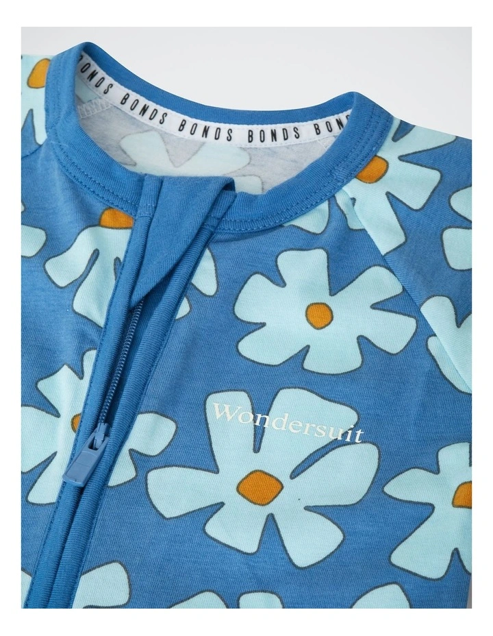 Baby Zip Wondersuit in Blossom Block Blue image 3