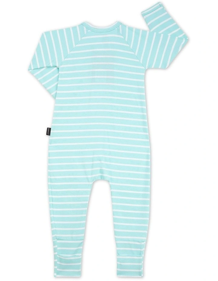 Baby Stripe Zip Wondersuit in Green image 2