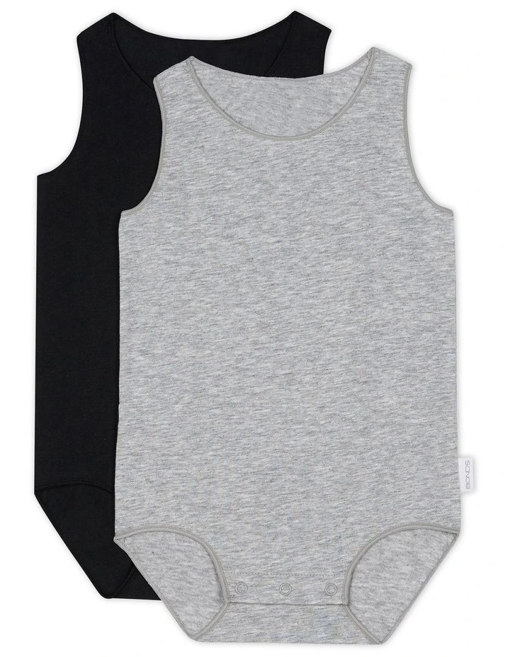 Baby Singlet Suit 2 Pack in Grey image 1