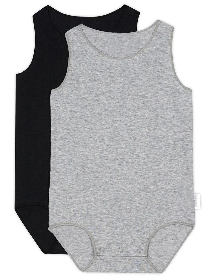 Baby Singlet Suit 2 Pack in Grey image 2