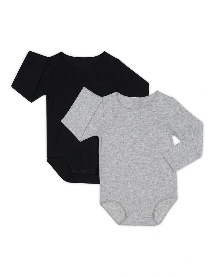 Organic Bodysuit 2 Pack in Grey Marle image 1