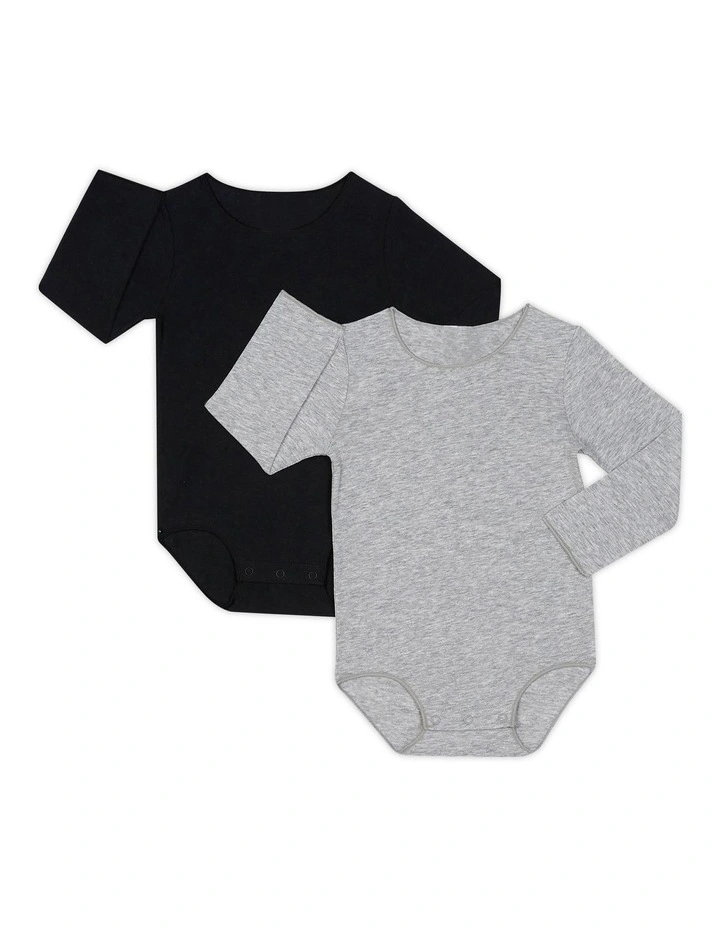 Organic Bodysuit 2 Pack in Grey Marle image 2