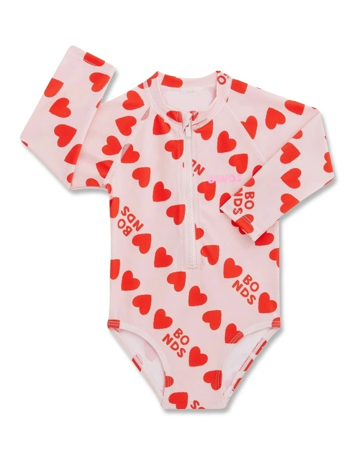Swim Long Sleeve One Piece in Red image 1