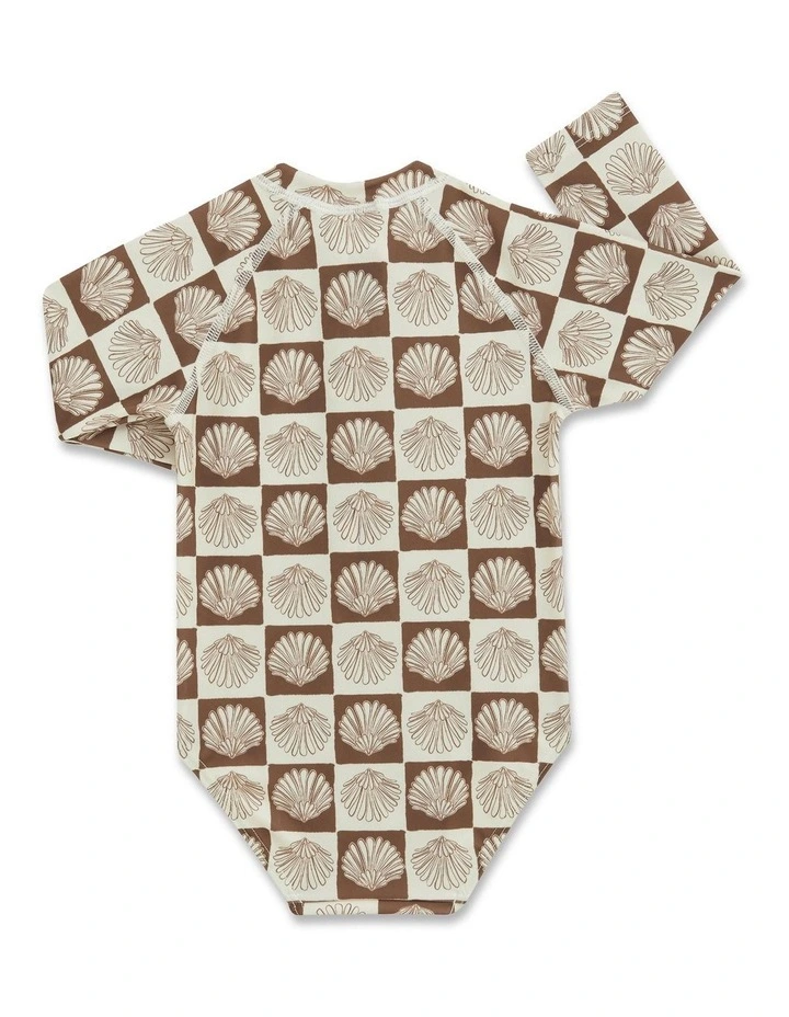 Swim Long Sleeve One Piece in Beige image 2