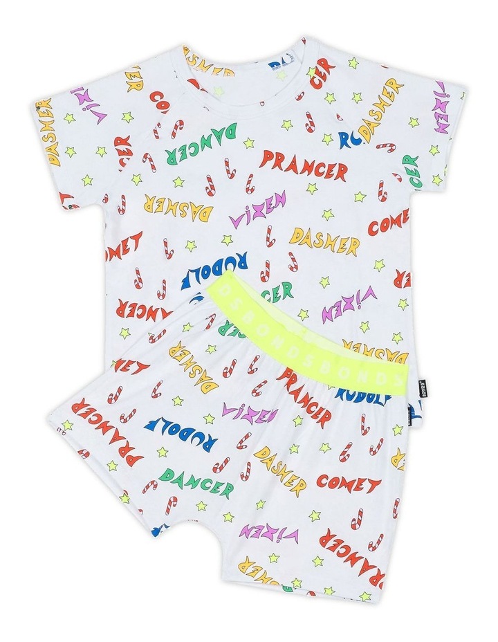 Tee Sleep Set in Prancer Dancer White