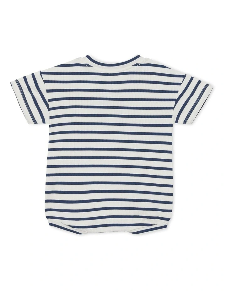 Wide Needle Rib Slouchy Stripe Suit in Navy image 2