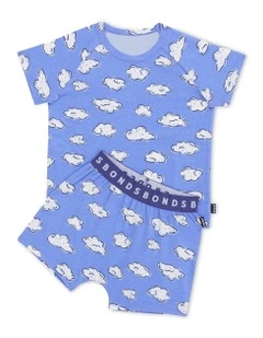 Tee Sleep Set in Dreamy Crayon Clouds