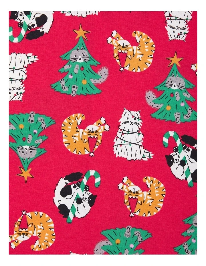 Baby Zip Romper in Kittens For Christmas in Red image 3