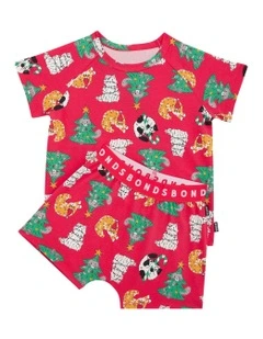 Tee Sleep Set in Kittens For Christmas in Red