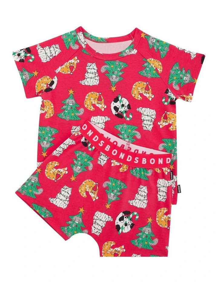 Tee Sleep Set in Kittens For Christmas in Red image 1