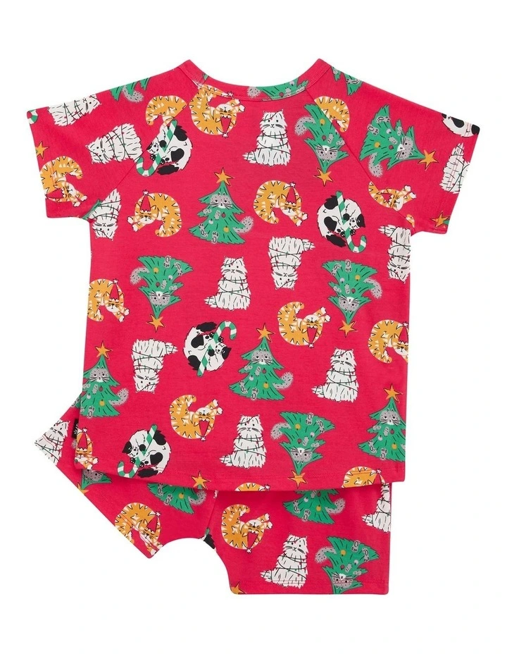Tee Sleep Set in Kittens For Christmas in Red image 2