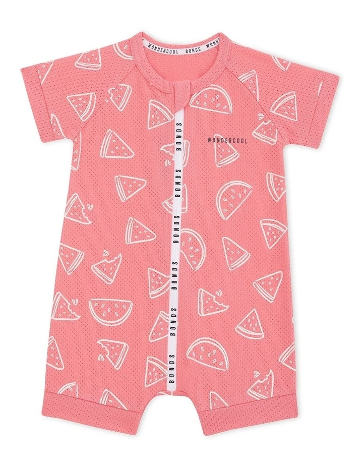 Wondercool Eyelet Zip Romper in Watermelon Breeze image 1