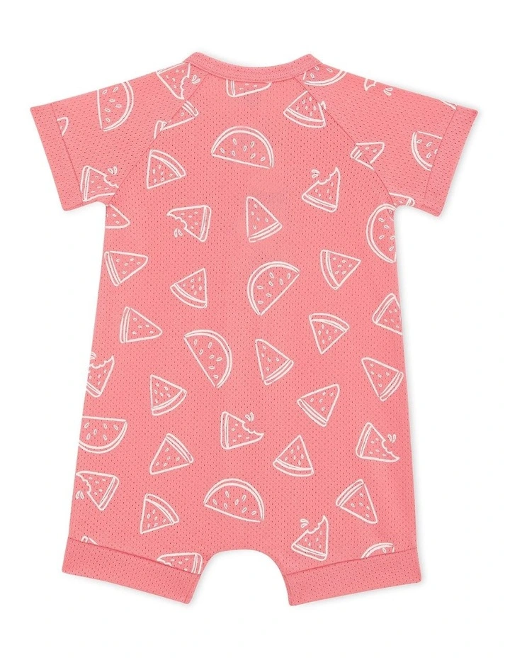 Wondercool Eyelet Zip Romper in Watermelon Breeze image 2