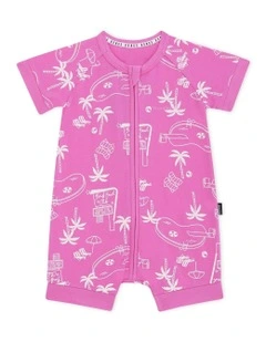 Baby Zip Romper in Beach Club