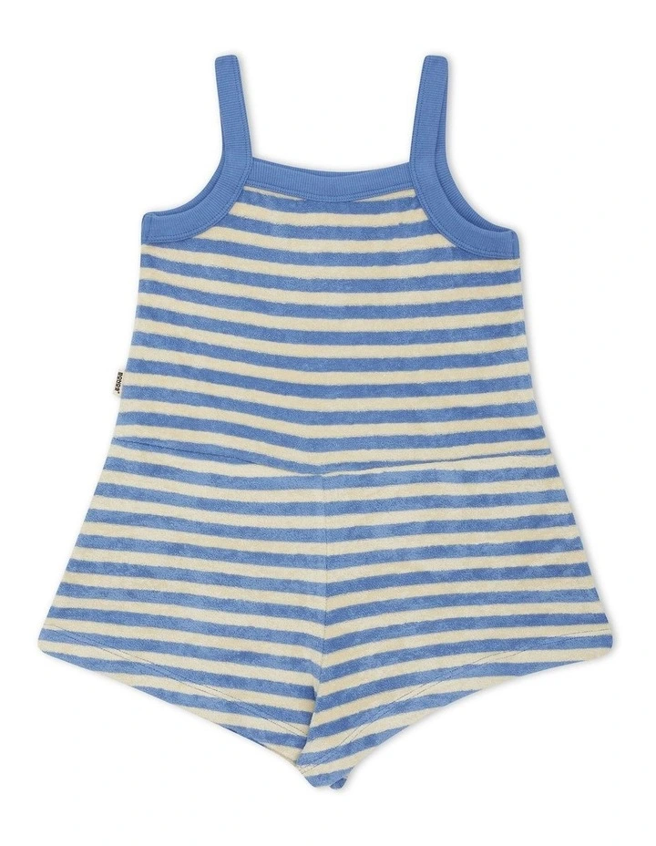 Terry Toweling Stripe Playsuit in Blue image 2