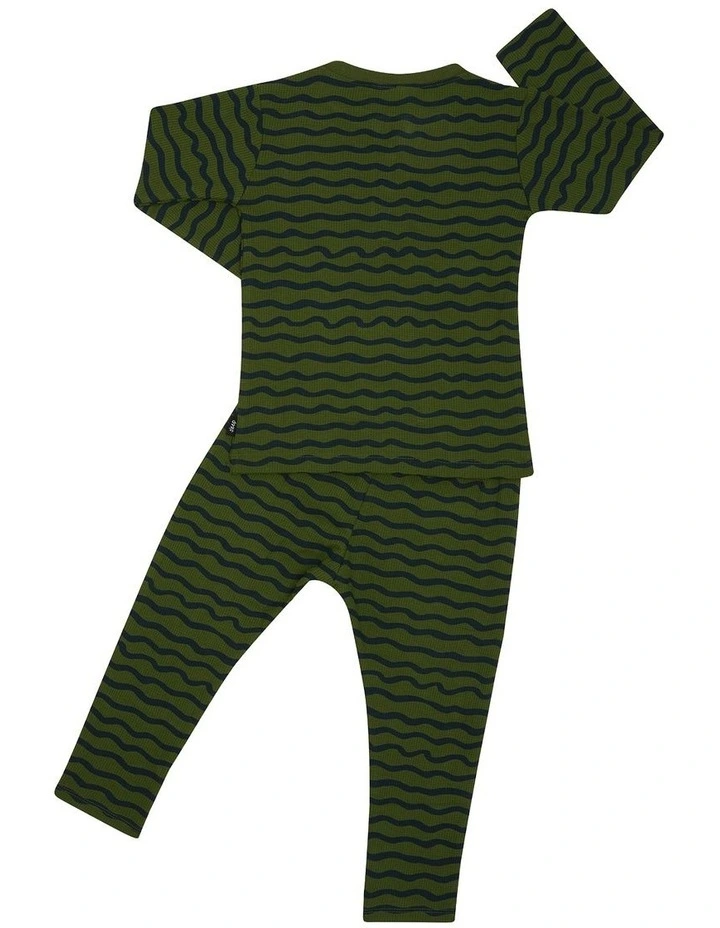 Long Sleeve Waffle Sleep Set in Print Ybz image 2
