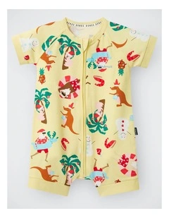 Baby Zip Romper in Yellow