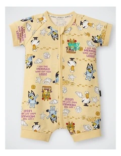 Baby Bluey x Bonds Zip Romper in Print Zwh