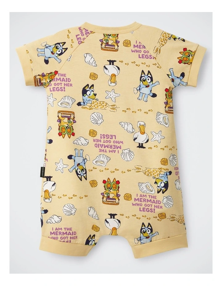 Baby Bluey x Bonds Zip Romper in Print Zwh image 2
