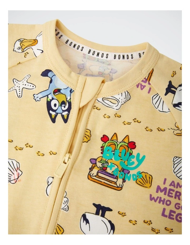Baby Bluey x Bonds Zip Romper in Print Zwh image 3