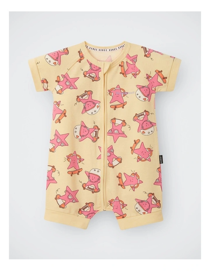Baby Zip Romper in Star Shred Pink image 1