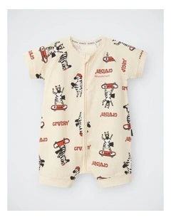 Baby Zip Romper in Zig Zag Zoom Zebra