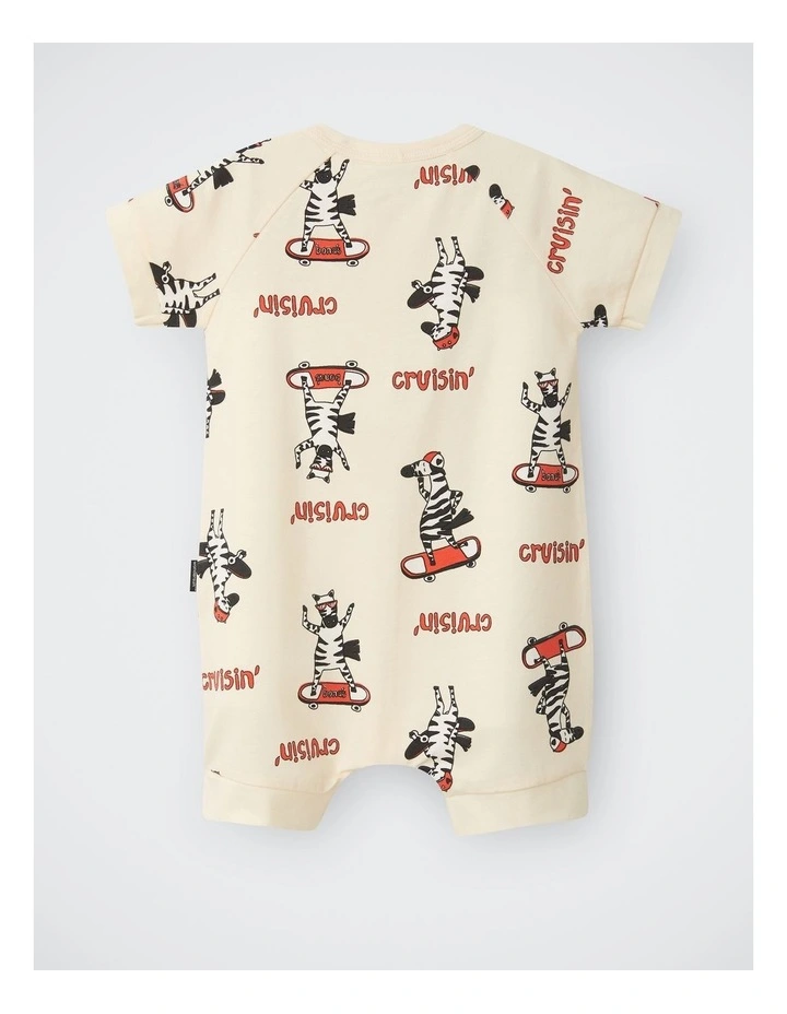 Baby Zip Romper in Zig Zag Zoom Zebra image 2