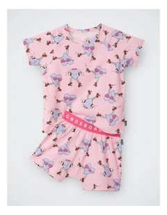 Kids Tee Sleep Set in Heart Beats Pink