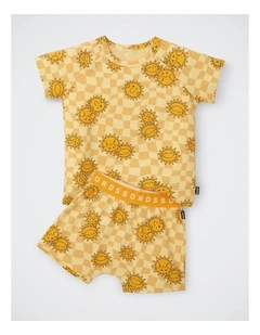 Kids Tee Sleep Set in Checky Sun