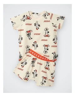 Kids Tee Sleep Set in Zig Zag Zoom Zebra