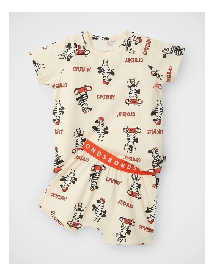Kids Tee Sleep Set in Zig Zag Zoom Zebra image 1